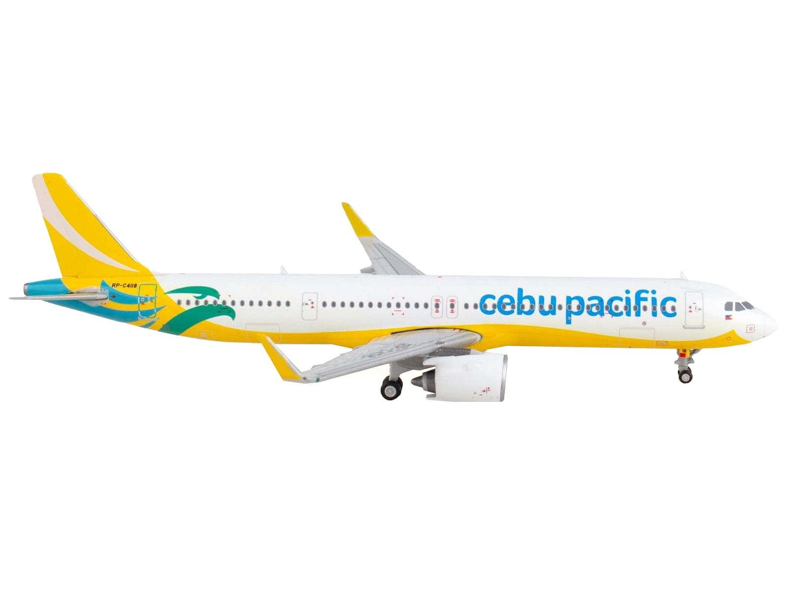 Airbus A321neo Commercial Aircraft “Cebu Pacific” Yellow and White 1/400 Diecast Model Airplane by GeminiJets