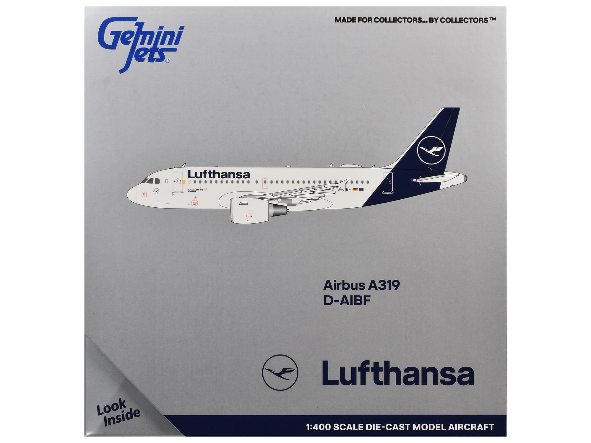 Airbus A319-100 Commercial Aircraft "Lufthansa" (D-AIBF) White with Dark Blue Tail 1/400 Diecast Model Airplane by GeminiJets - Image 3