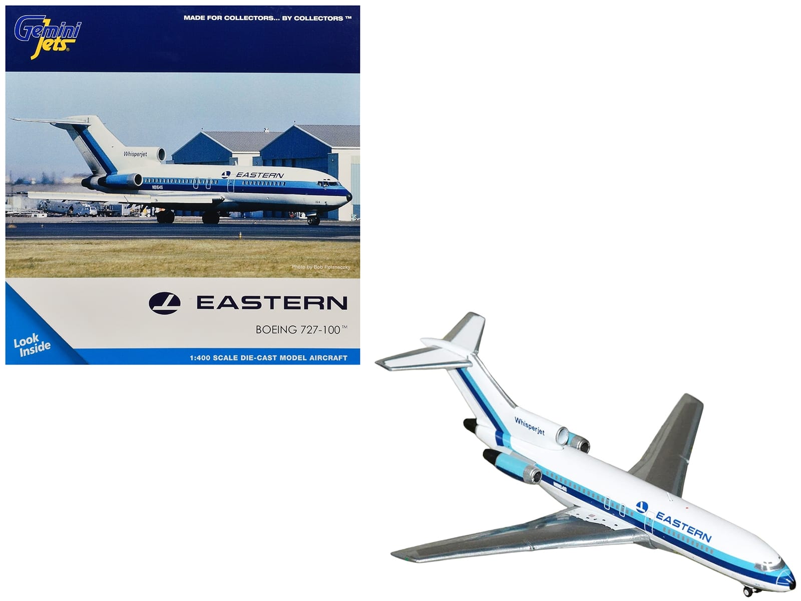 Boeing 727-100 Commercial Aircraft “Eastern Air Lines” (N8164G) White with Blue Stripes 1/400 Diecast Model Airplane by GeminiJets