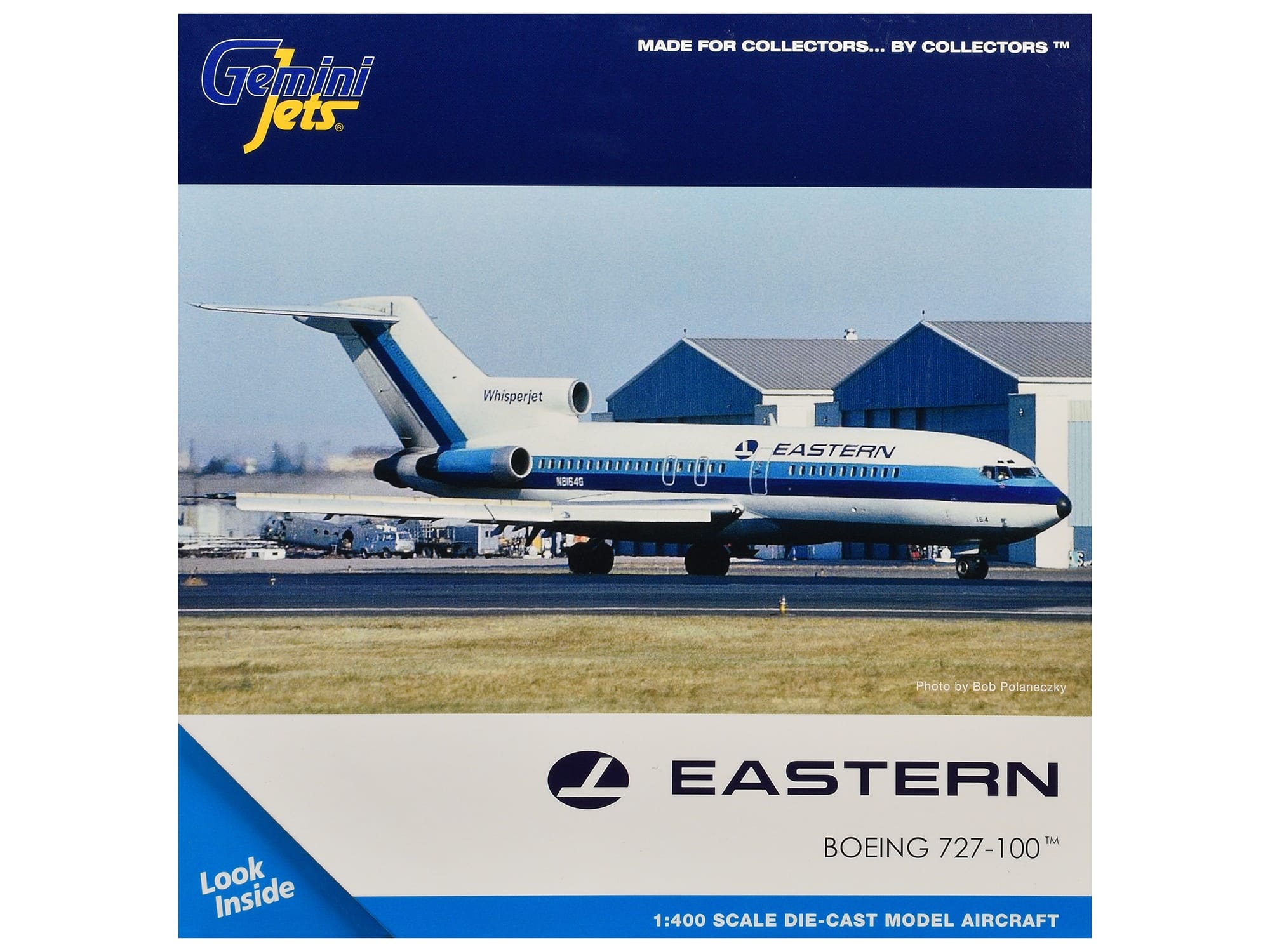 Boeing 727-100 Commercial Aircraft "Eastern Air Lines" (N8164G) White with Blue Stripes 1/400 Diecast Model Airplane by GeminiJets - Image 3