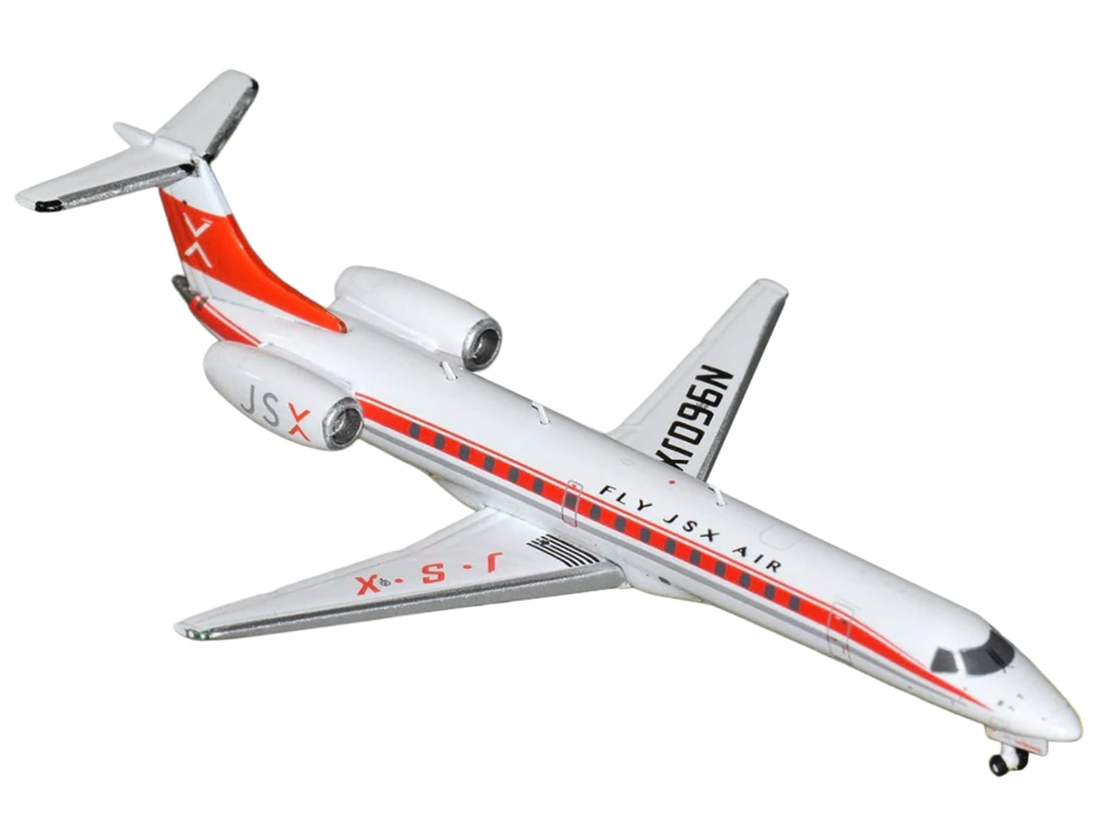 Embraer ERJ-145 Commercial Aircraft "JSX" (N960JX) White with Red Stripes and Tail 1/400 Diecast Model Airplane by GeminiJets - Image 2