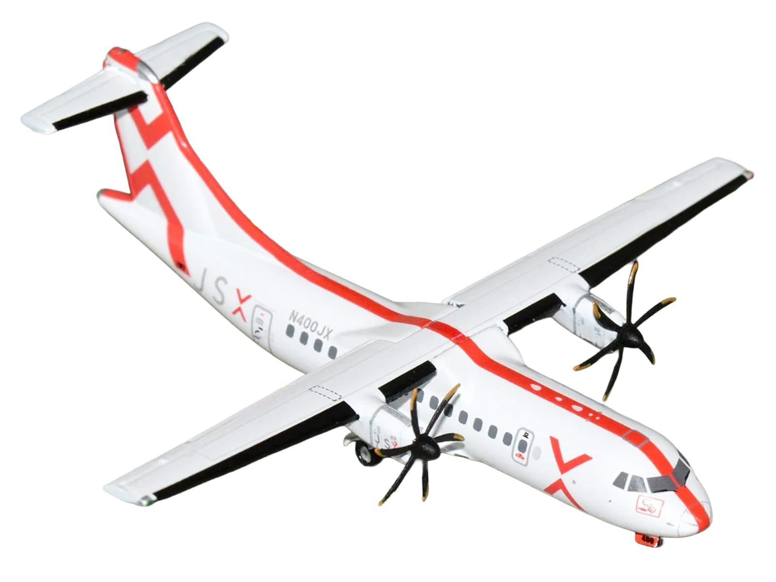 ATR 42-600 Commercial Aircraft "JSX" (N400JX) White with Red Stripes 1/400 Diecast Model Airplane by GeminiJets - Image 2