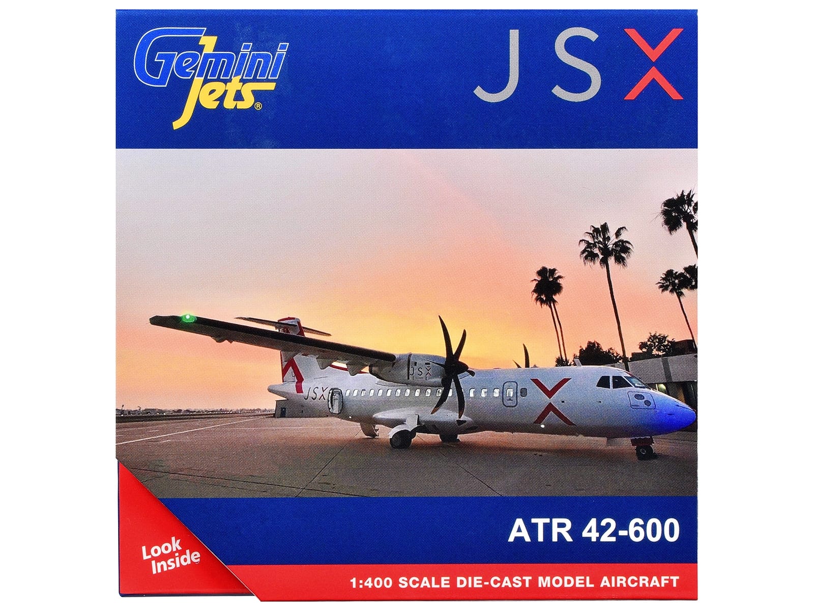 ATR 42-600 Commercial Aircraft "JSX" (N400JX) White with Red Stripes 1/400 Diecast Model Airplane by GeminiJets - Image 3