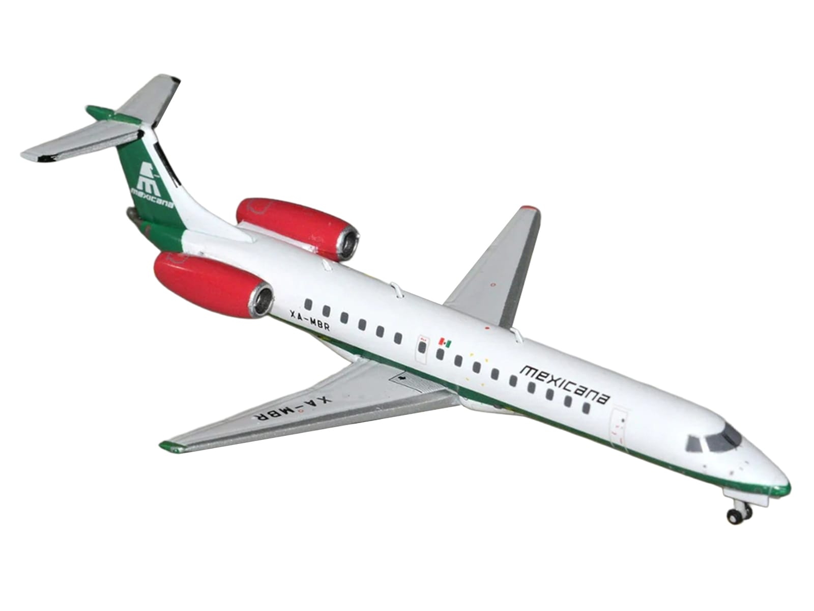 Embraer ERJ-145 Commercial Aircraft "Mexicana de Aviacion" (XA-MBR) White with Green Stripes 1/400 Diecast Model by GeminiJets - Image 2