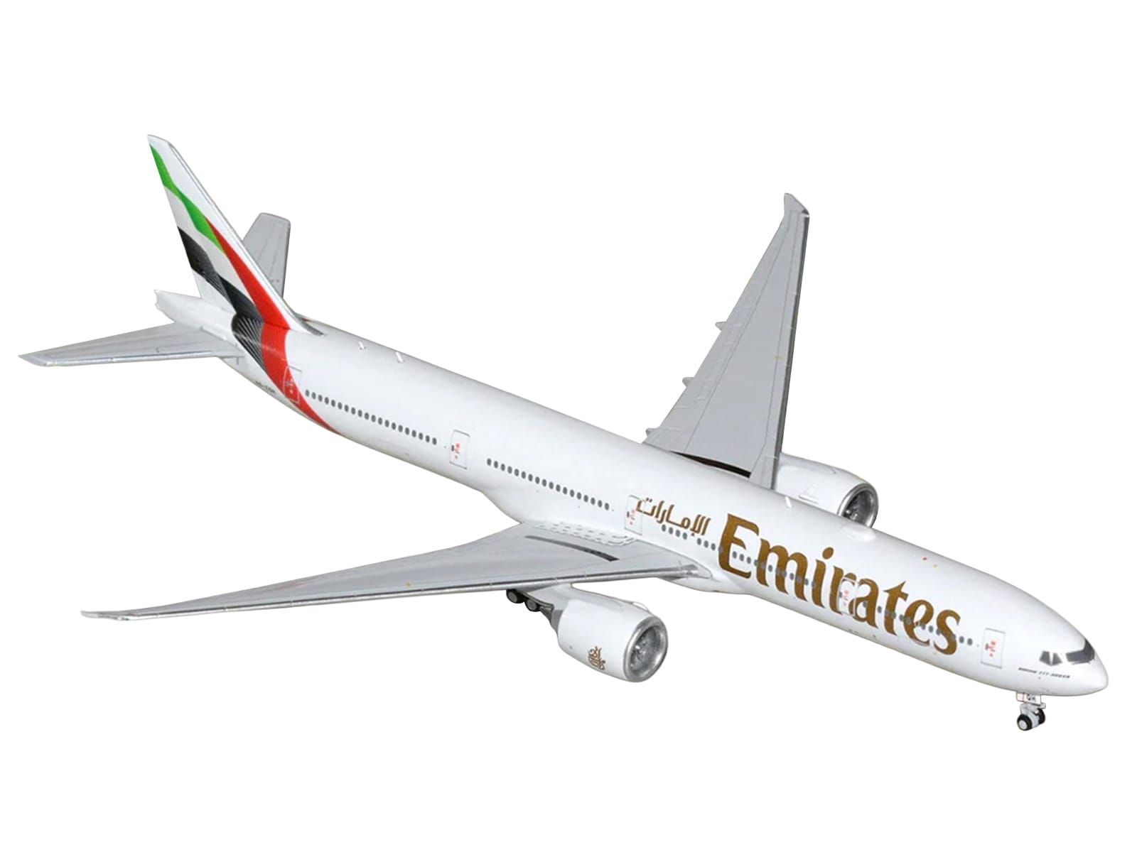 Boeing 777-300ER Commercial Aircraft "Emirates Airlines" (A6-EQH) White with Striped Tail 1/400 Diecast Model by GeminiJets - Image 2