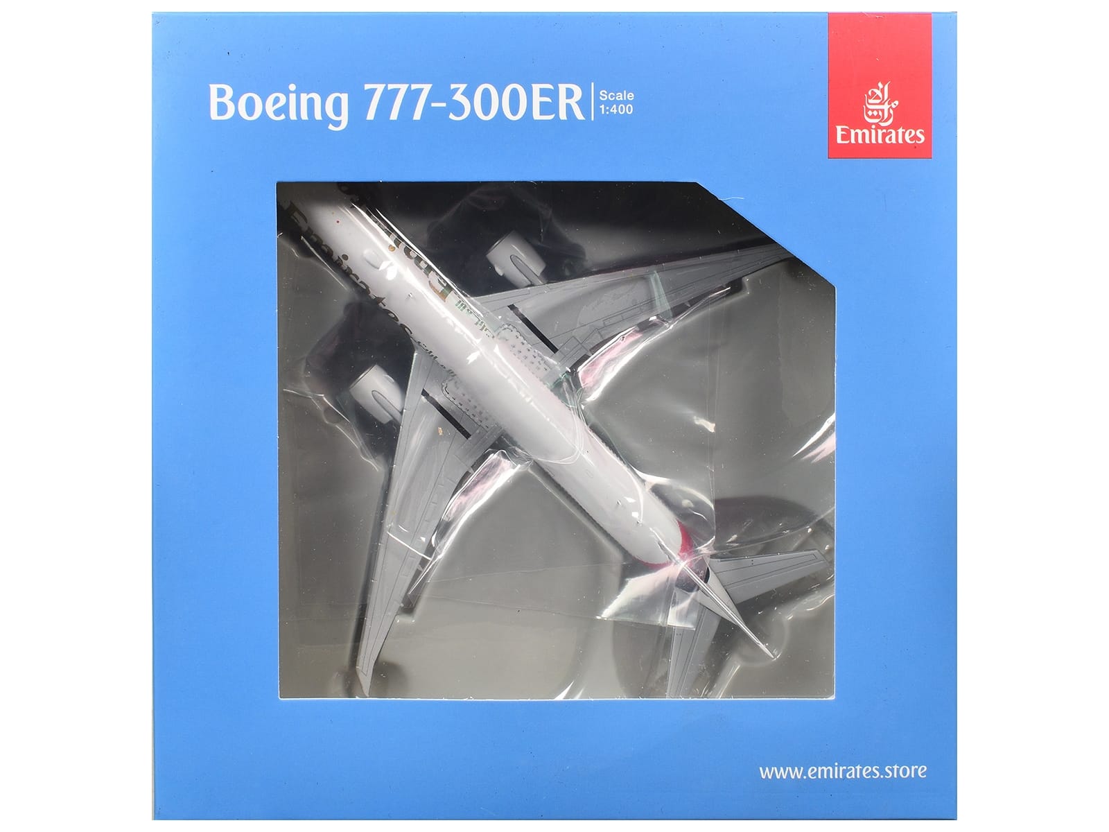 Boeing 777-300ER Commercial Aircraft "Emirates Airlines" (A6-EQH) White with Striped Tail 1/400 Diecast Model by GeminiJets - Image 3