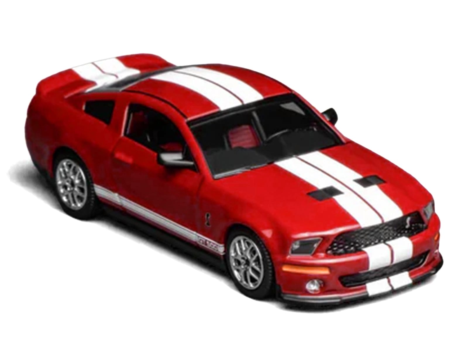 2007 Ford Mustang Shelby GT500 Torch Red with White Stripes 1/64 Diecast Model Car by MotorHelix & Greenlight - Image 2