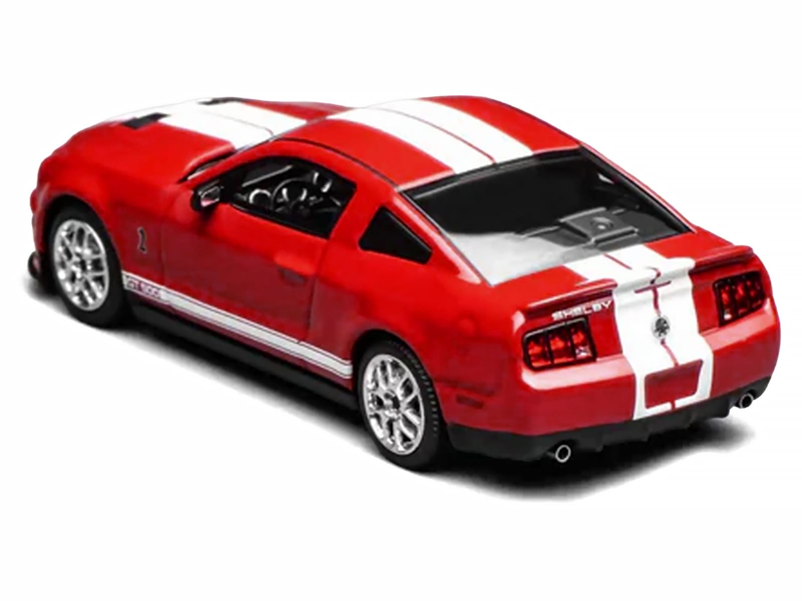 2007 Ford Mustang Shelby GT500 Torch Red with White Stripes 1/64 Diecast Model Car by MotorHelix & Greenlight - Image 3