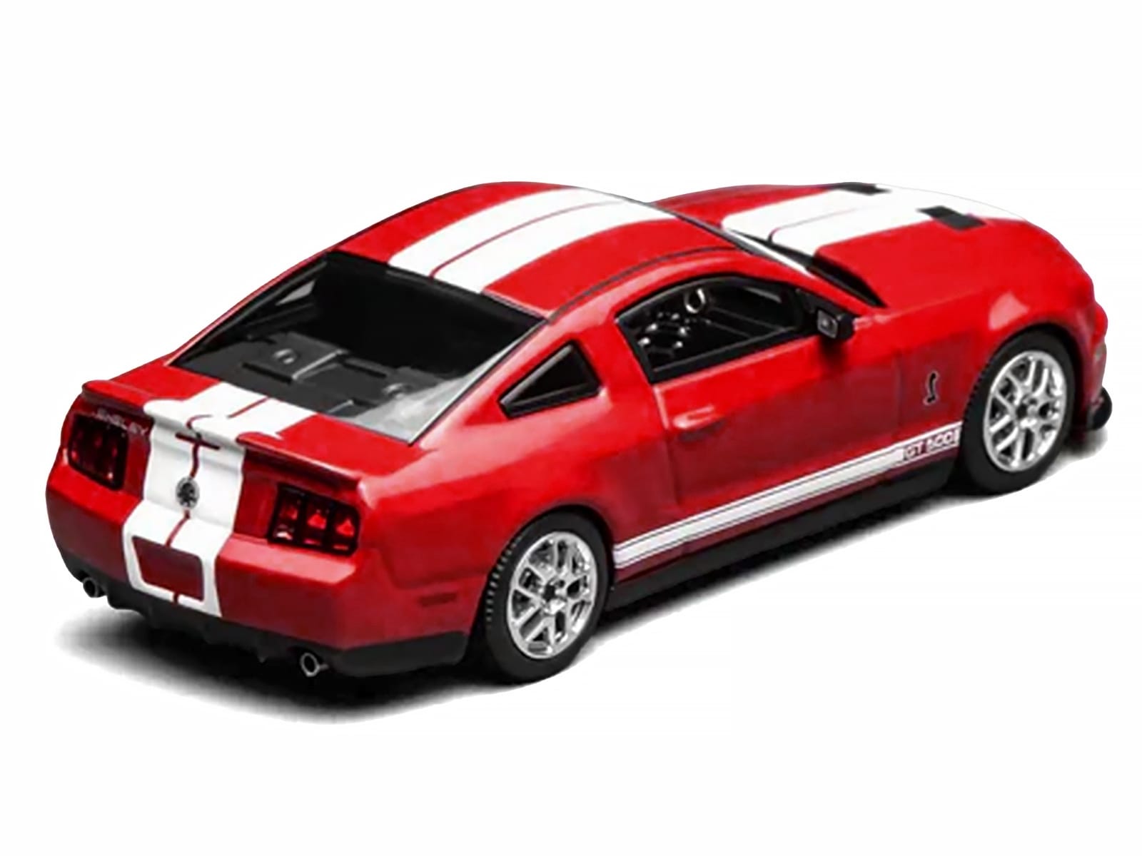2007 Ford Mustang Shelby GT500 Torch Red with White Stripes 1/64 Diecast Model Car by MotorHelix & Greenlight - Image 4
