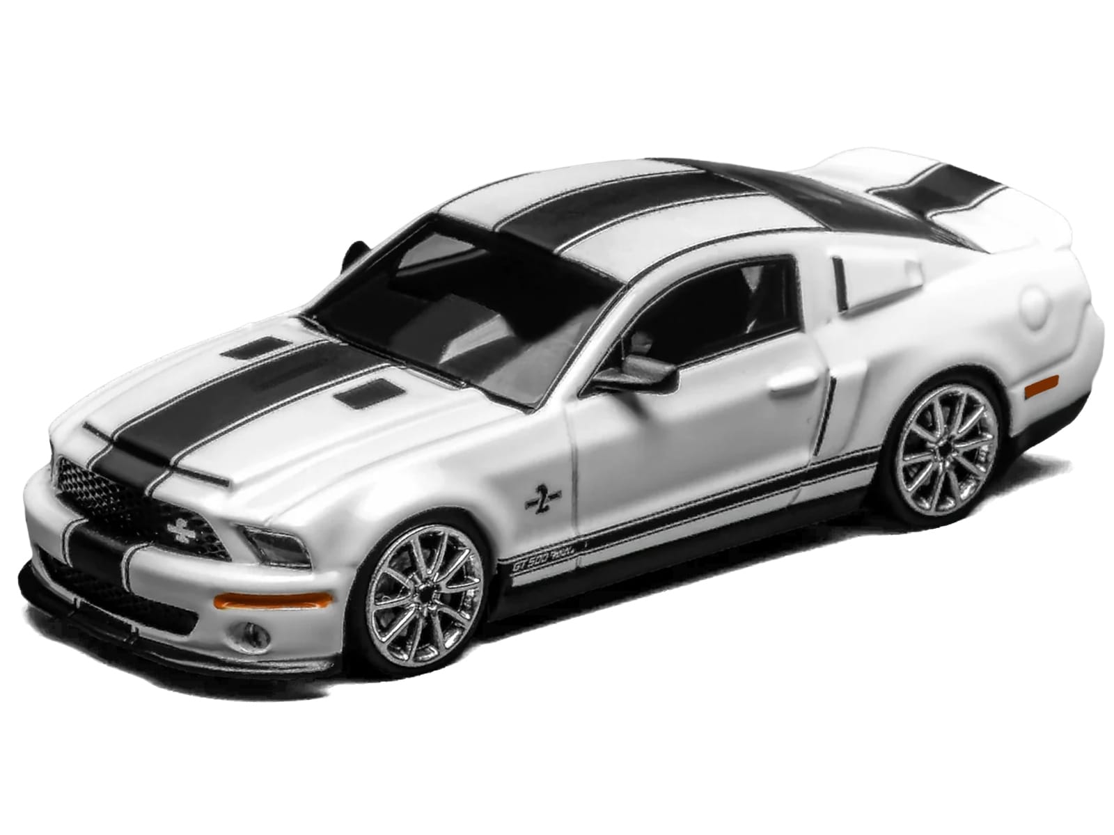 2007 Ford Mustang Shelby GT500 Super Snake Performance White with Matt Black Stripes 1/64 Diecast Model Car by MotorHelix & Greenlight - Image 3