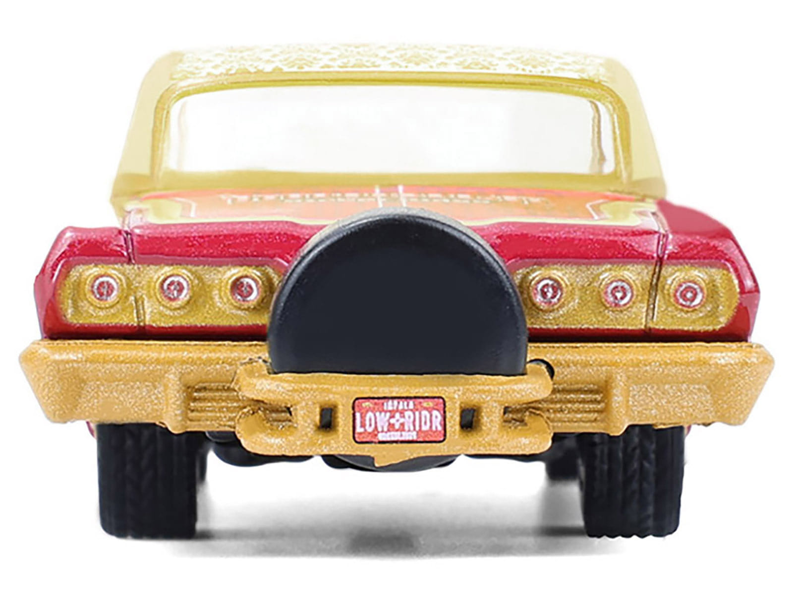 1963 Chevrolet Impala Lowrider "Michael Heralda Special Edition" Red Metallic with Cream Top and Interior with Gold Graphics "Hobby Exclusive" Series 1/64 Diecast Model Car by Greenlight - Image 4