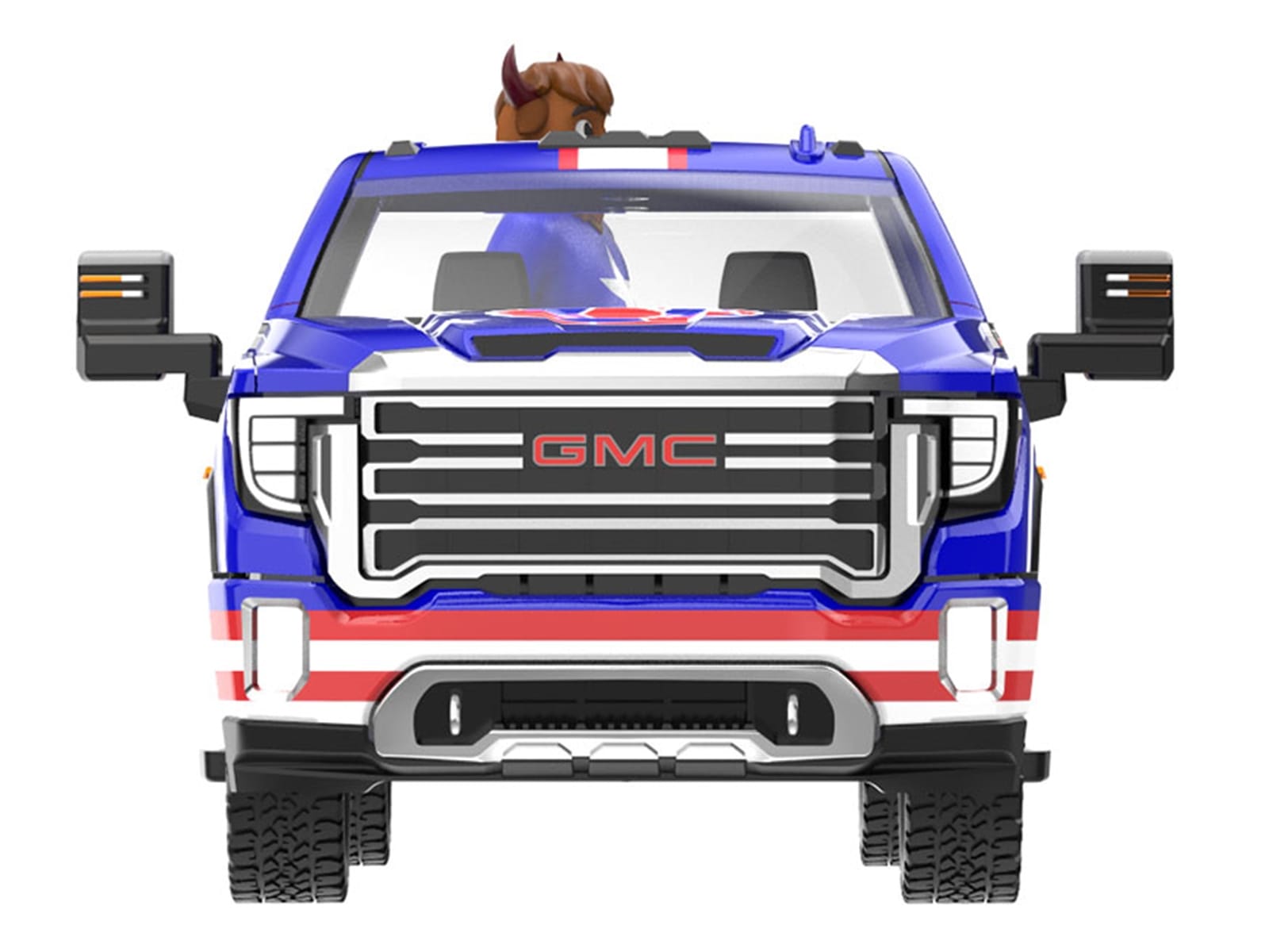 2022 GMC Sierra 3500 HD Pickup Truck Blue with American Soccer Graphics with Bison Figure "International Soccer Celebration '26" Series 1/64 Diecast Model Car by Greenlight - Image 4