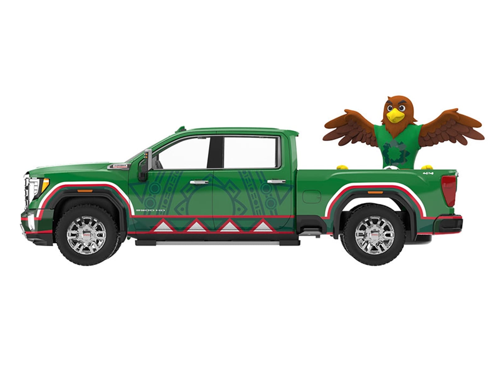 2022 GMC Sierra 3500 HD Pickup Truck Green with Mexican Soccer Graphics with Eagle Figure "International Soccer Celebration '26" Series 1/64 Diecast Model Car by Greenlight - Image 2