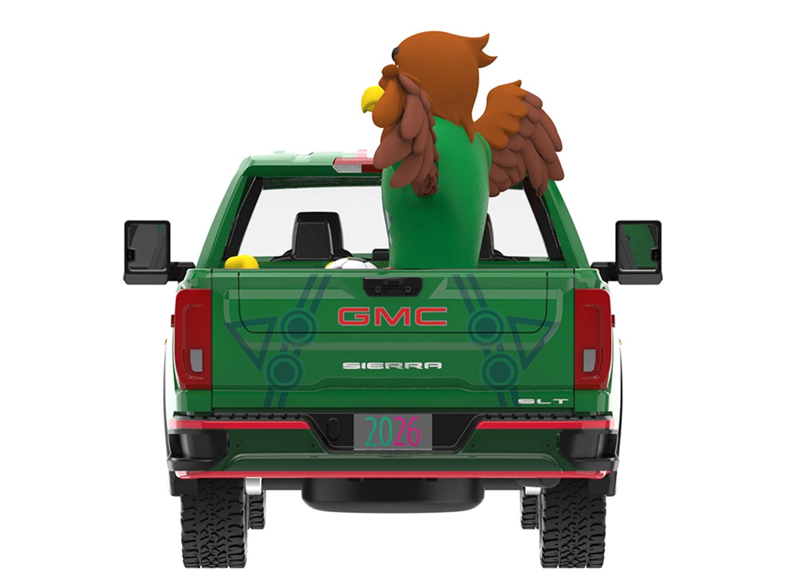 2022 GMC Sierra 3500 HD Pickup Truck Green with Mexican Soccer Graphics with Eagle Figure "International Soccer Celebration '26" Series 1/64 Diecast Model Car by Greenlight - Image 5