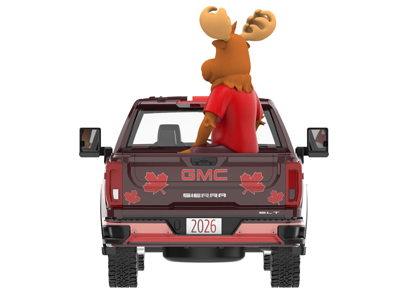 2022 GMC Sierra 3500 HD Pickup Truck Dark Red with Canadian Soccer Graphics with Moose Figure "International Soccer Celebration '26" Series 1/64 Diecast Model Car by Greenlight - Image 5