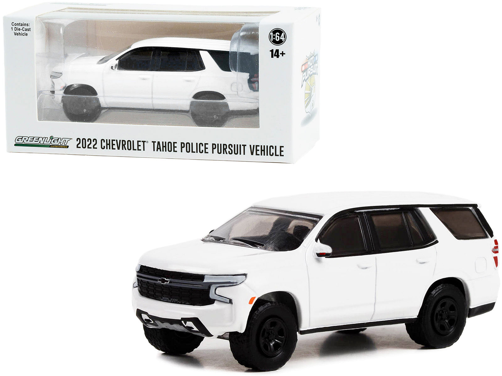 2022 Chevrolet Tahoe Police Pursuit Vehicle (PPV) White “Hot Pursuit” “Hobby Exclusive” Series 1/64 Diecast Model Car by Greenlight