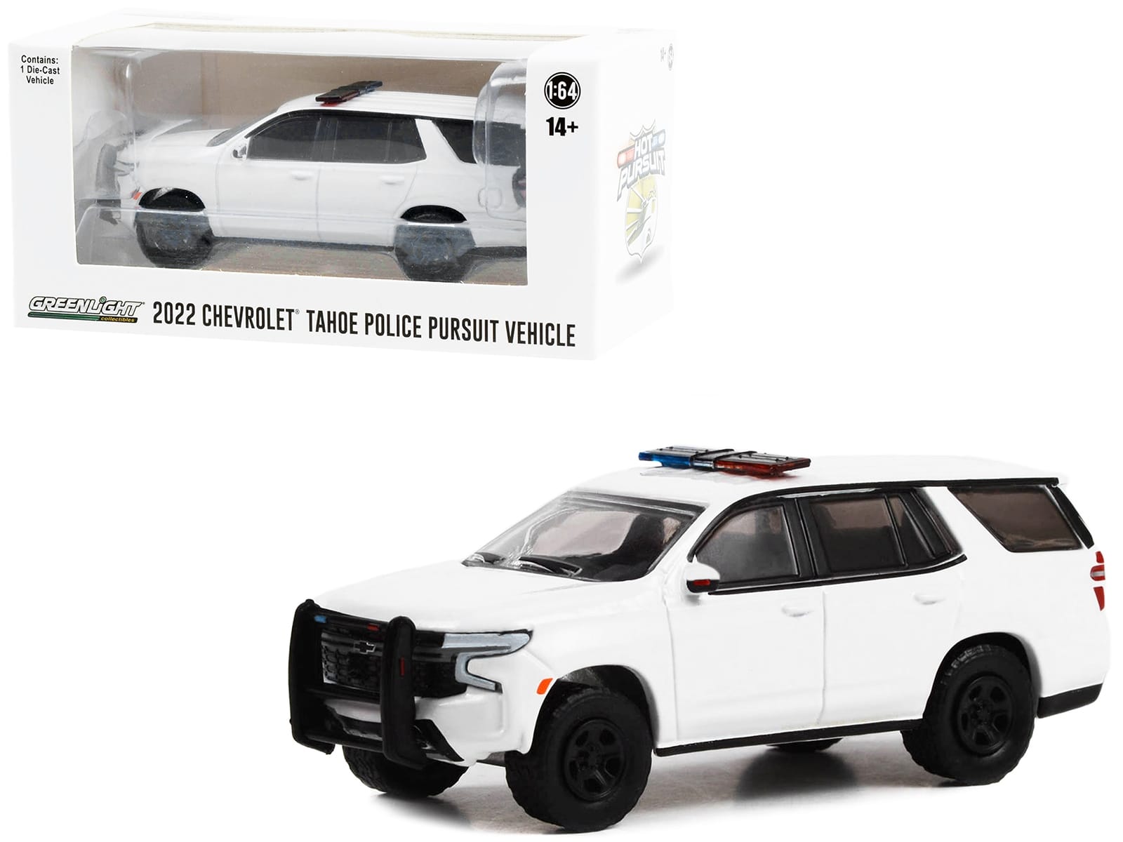 2022 Chevrolet Tahoe Police Pursuit Vehicle (PPV) White with Light Bar "Hot Pursuit" "Hobby Exclusive" Series 1/64 Diecast Model Car by Greenlight - Image 2