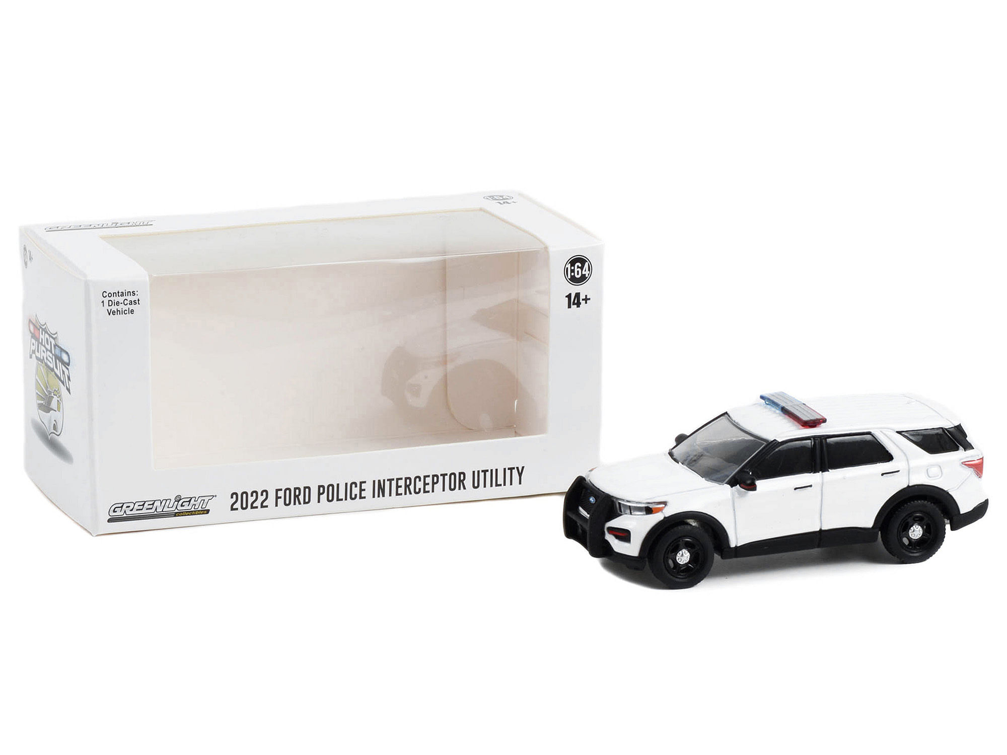 2022 Ford Police Interceptor Utility White with Light Bar “Hot Pursuit” “Hobby Exclusive” Series 1/64 Diecast Model Car by Greenlight