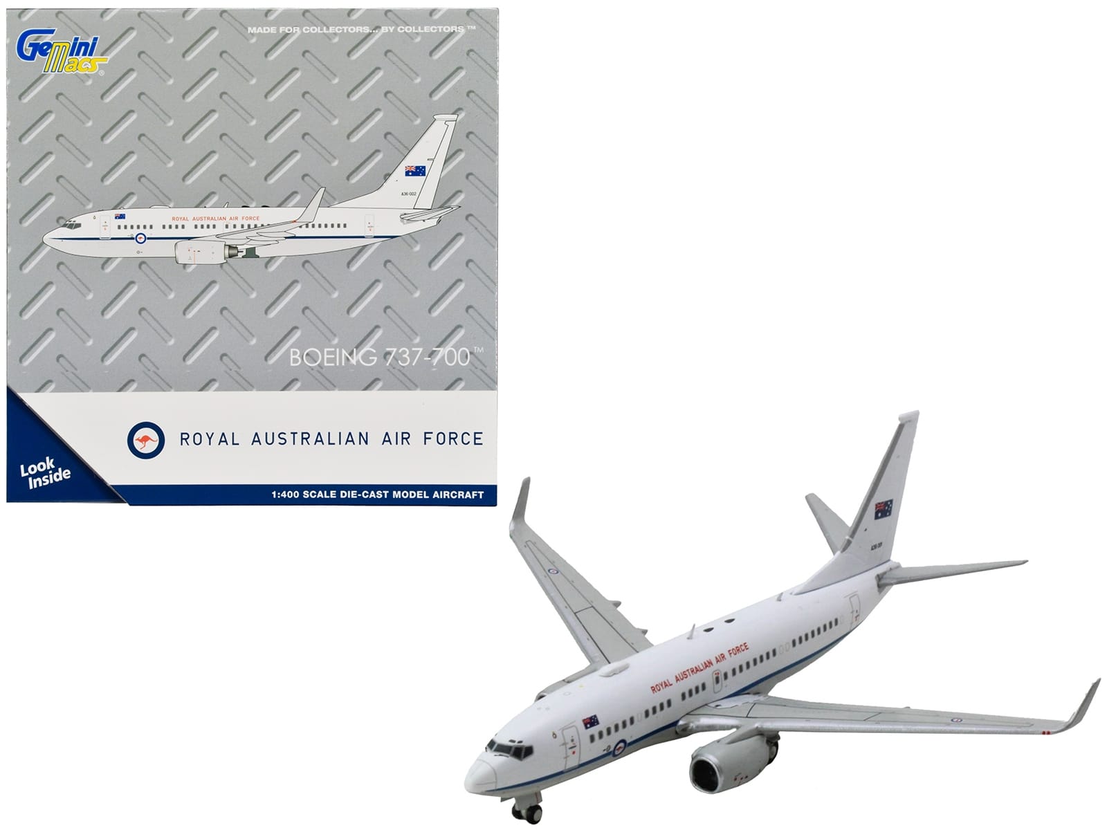 Boeing 737-700 Aircraft "Royal Australian Air Force" (A36-001) White with Blue Stripes "Gemini Macs" Series 1/400 Diecast Model Airplane by GeminiJets - Image 2