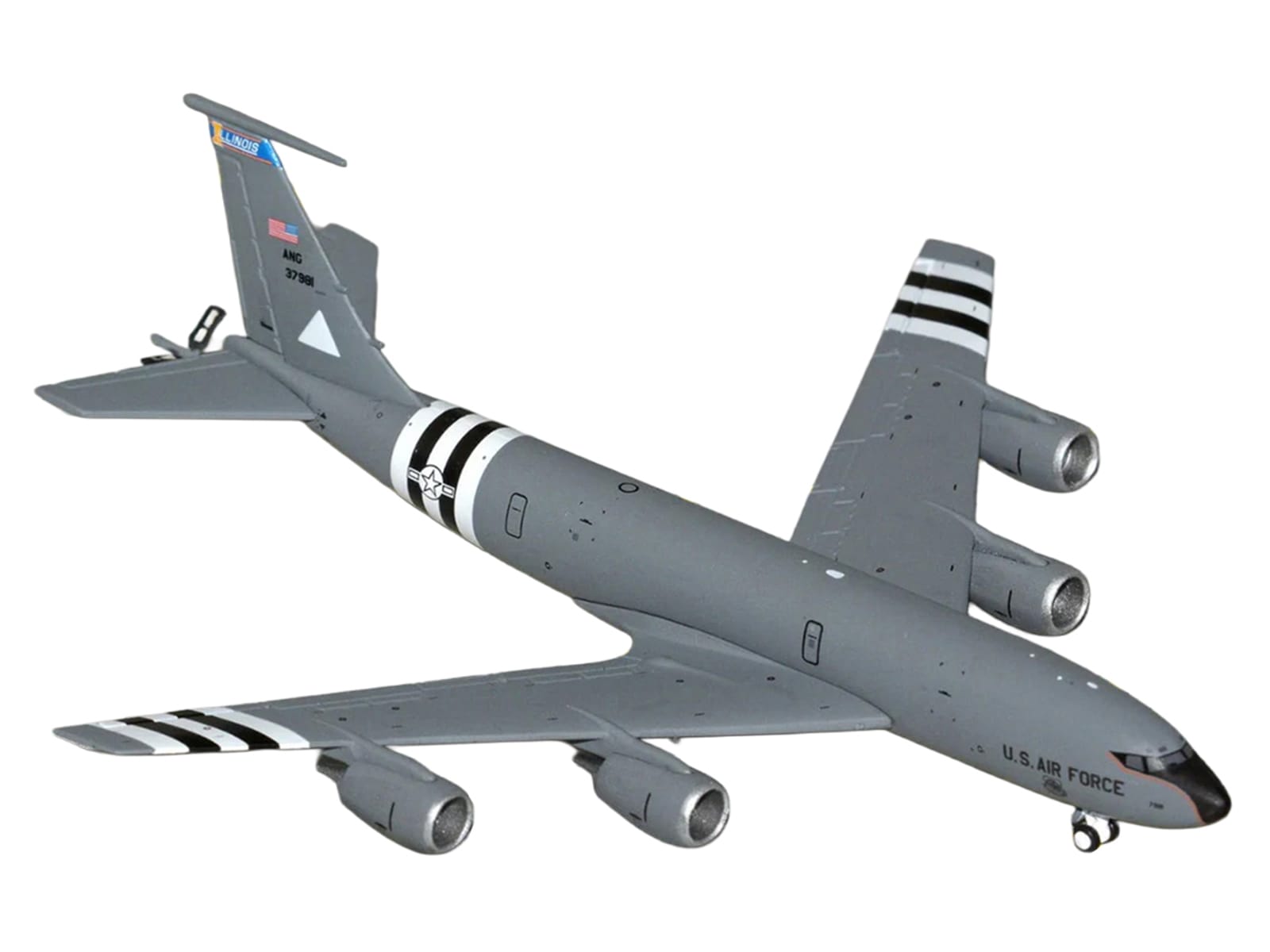 Boeing KC-135R Stratotanker Aircraft "Illinois Air National Guard" United States Air Force (63-7981) Gray "Gemini Macs" Series 1/400 Diecast Model Airplane by GeminiJets - Image 2