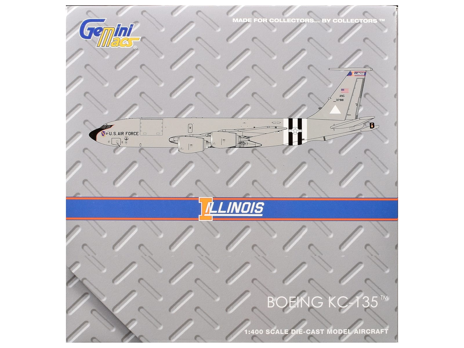 Boeing KC-135R Stratotanker Aircraft "Illinois Air National Guard" United States Air Force (63-7981) Gray "Gemini Macs" Series 1/400 Diecast Model Airplane by GeminiJets - Image 3