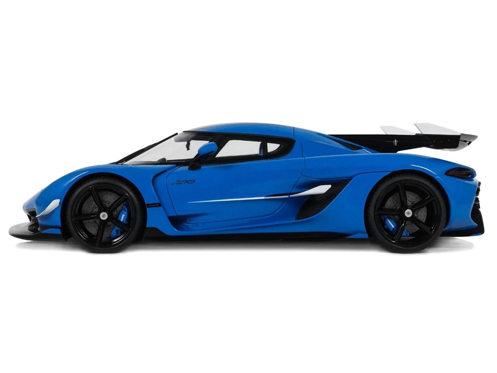 2025 Koenigsegg Jesko Blue Metallic with Black Stripes 1/18 Model Car by GT Spirit - Image 4