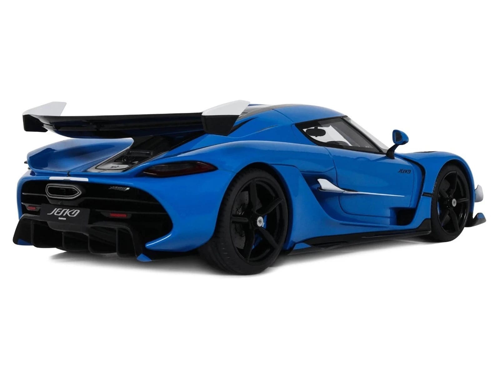 2025 Koenigsegg Jesko Blue Metallic with Black Stripes 1/18 Model Car by GT Spirit - Image 5