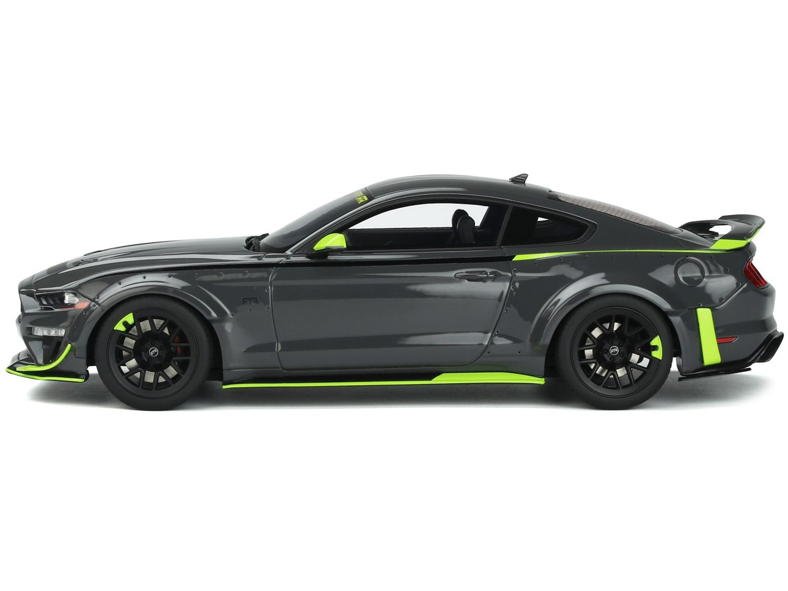 Ford Mustang RTR Spec 5 Gray with Black and Green Stripes “10th Anniversary” 1/18 Model Car by GT Spirit
