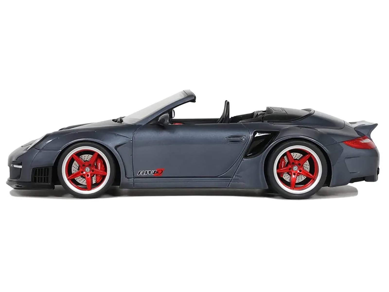 Porsche 911 LB-Works Alpha 9 Gray with Black Hood 1/18 Model Car by GT Spirit - Image 4