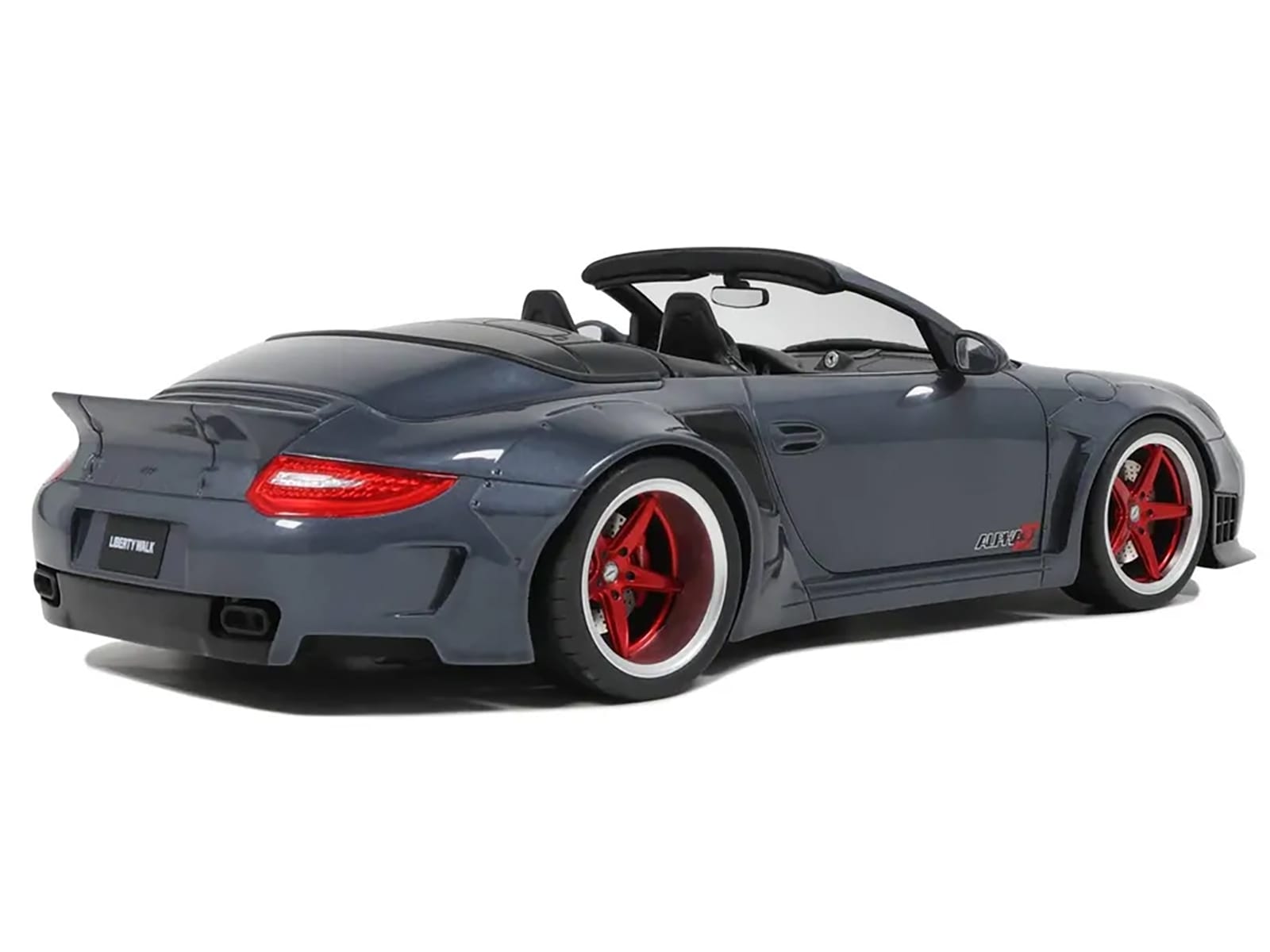Porsche 911 LB-Works Alpha 9 Gray with Black Hood 1/18 Model Car by GT Spirit - Image 5