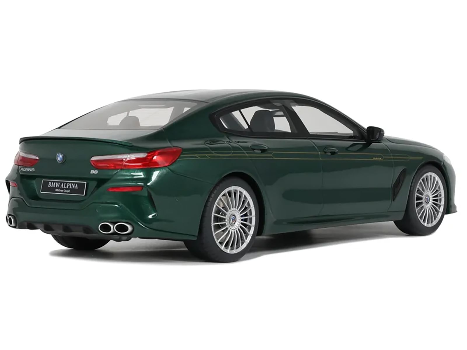 2023 BMW Alpina B8 Gran Coupe Green Metallic 1/18 Model Car by GT Spirit