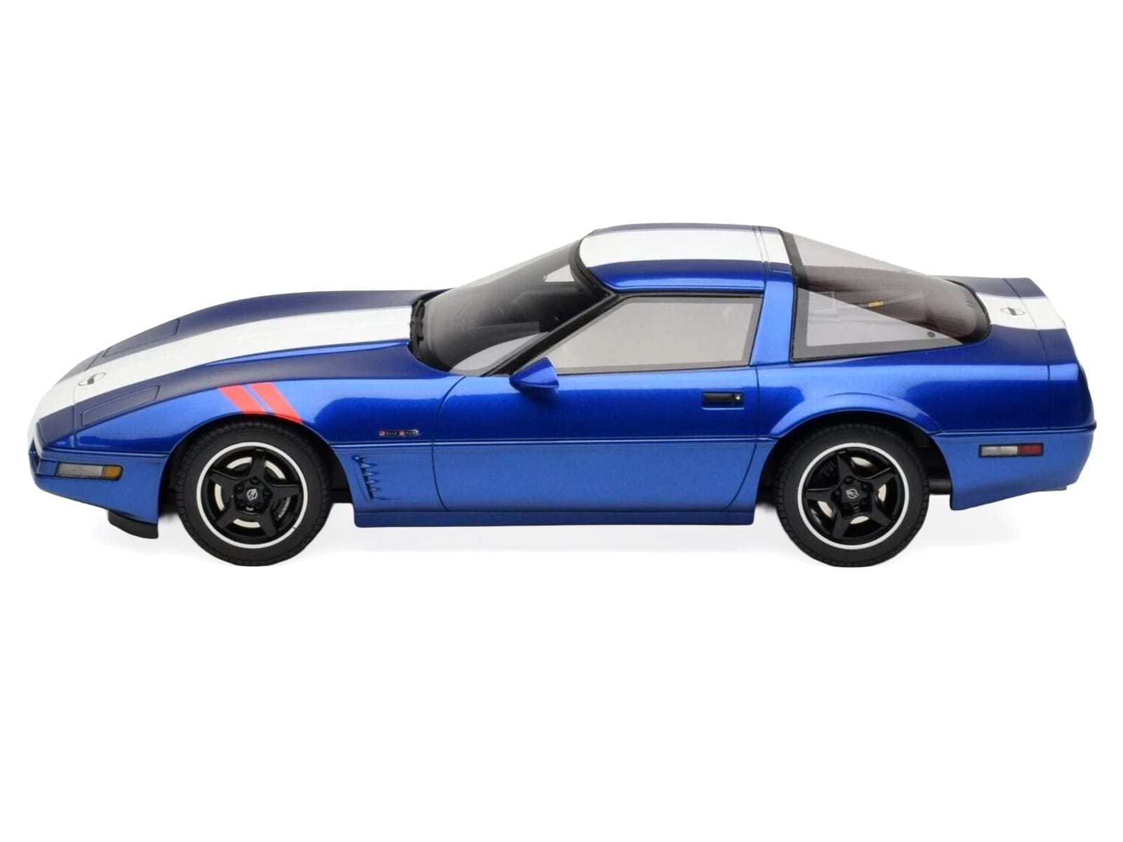 1996 Chevrolet Corvette C4 Grand Sport Blue Metallic with White Stripe 1/18 Model Car by GT Spirit - Image 4