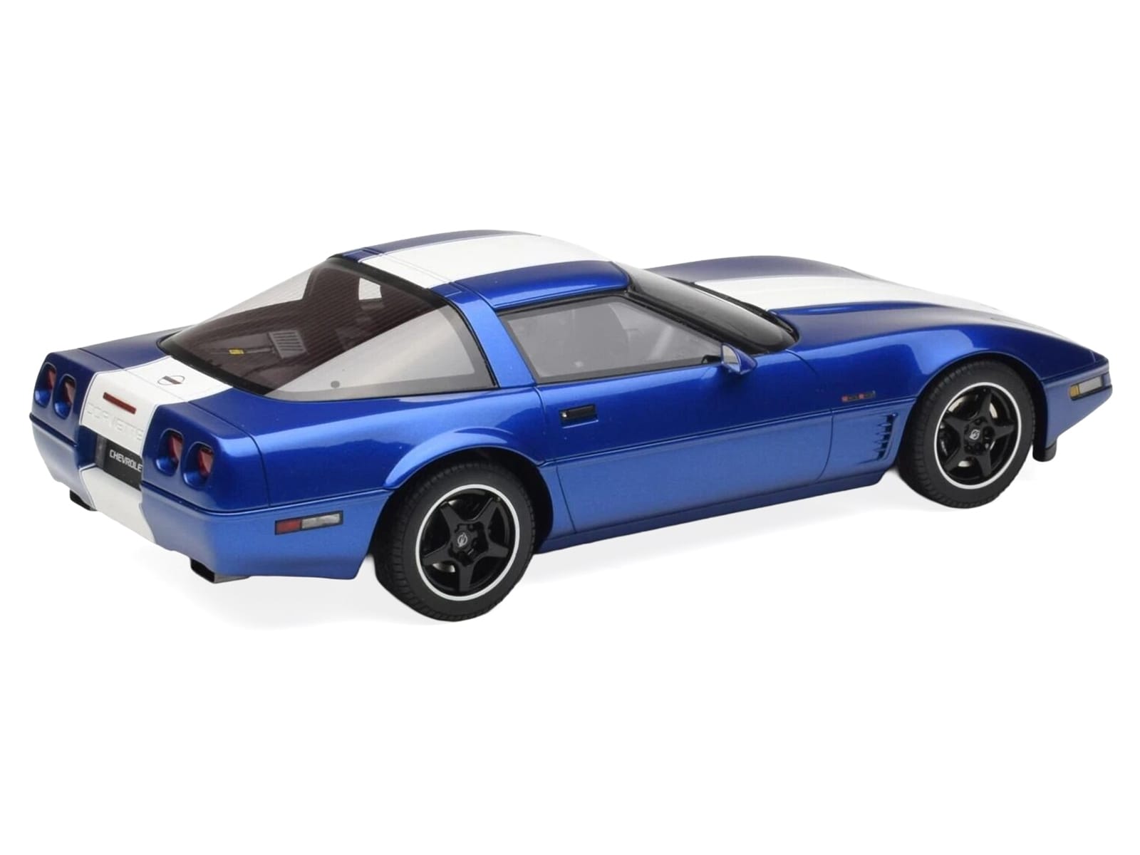 1996 Chevrolet Corvette C4 Grand Sport Blue Metallic with White Stripe 1/18 Model Car by GT Spirit - Image 5