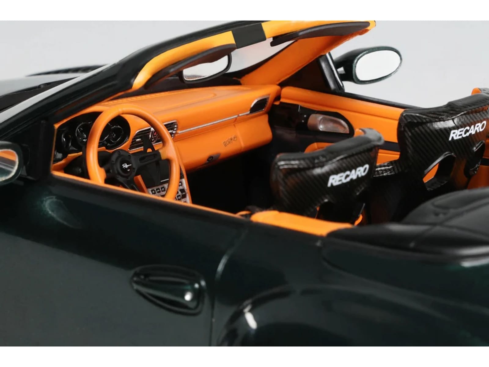 2024 Porsche 911 (997) Old & New Tokyo Auto Salon Cabriolet Dark Green Metallic with Orange Interior 1/18 Model Car by GT Spirit - Image 2