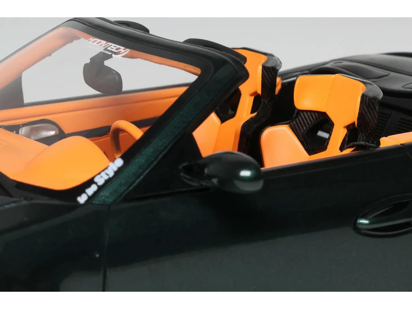 2024 Porsche 911 (997) Old & New Tokyo Auto Salon Cabriolet Dark Green Metallic with Orange Interior 1/18 Model Car by GT Spirit - Image 3