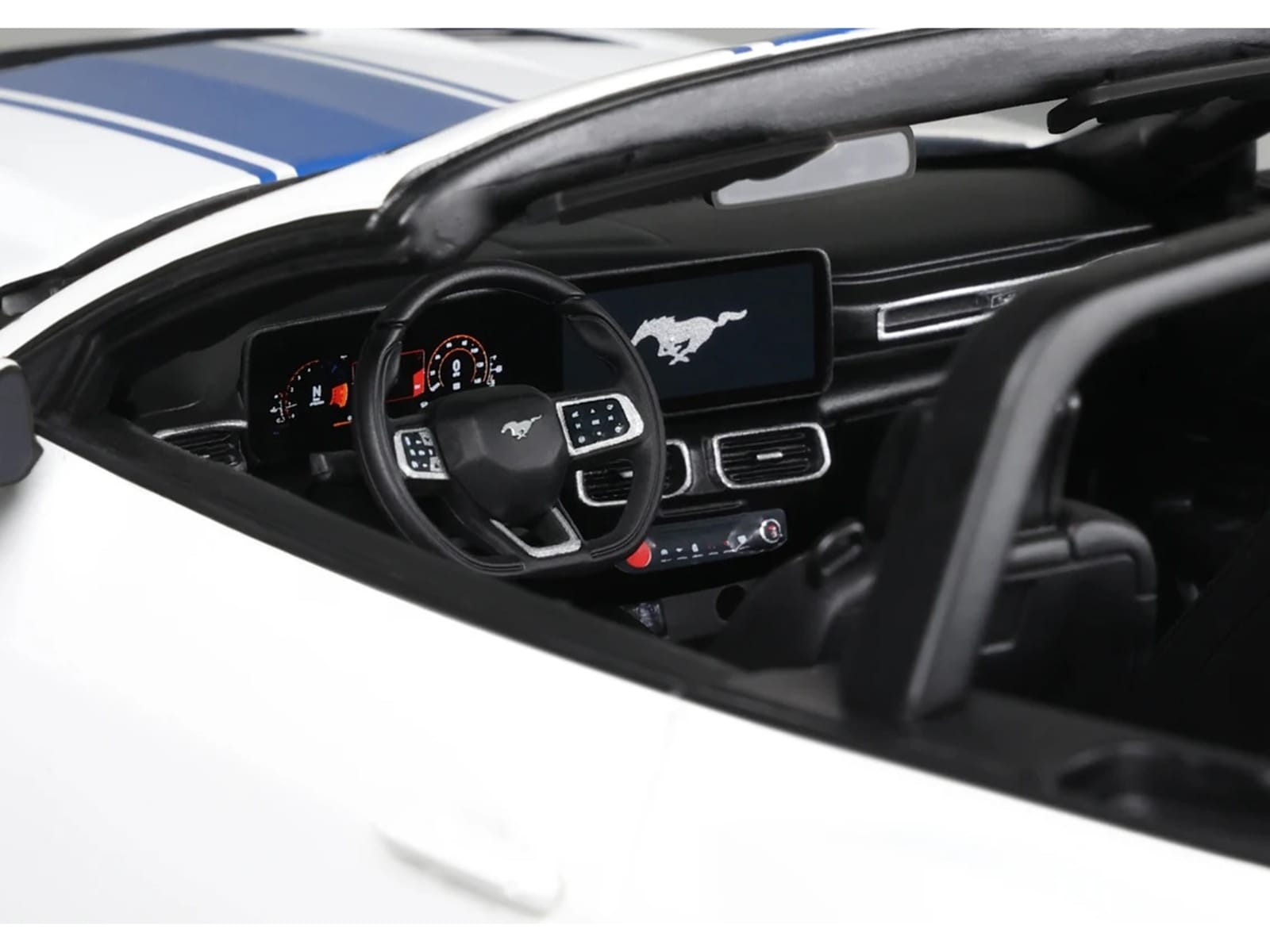 2025 Shelby Mustang Supersnake Convertible White with Blue Stripes 1/18 Model Car by GT Spirit - Image 2