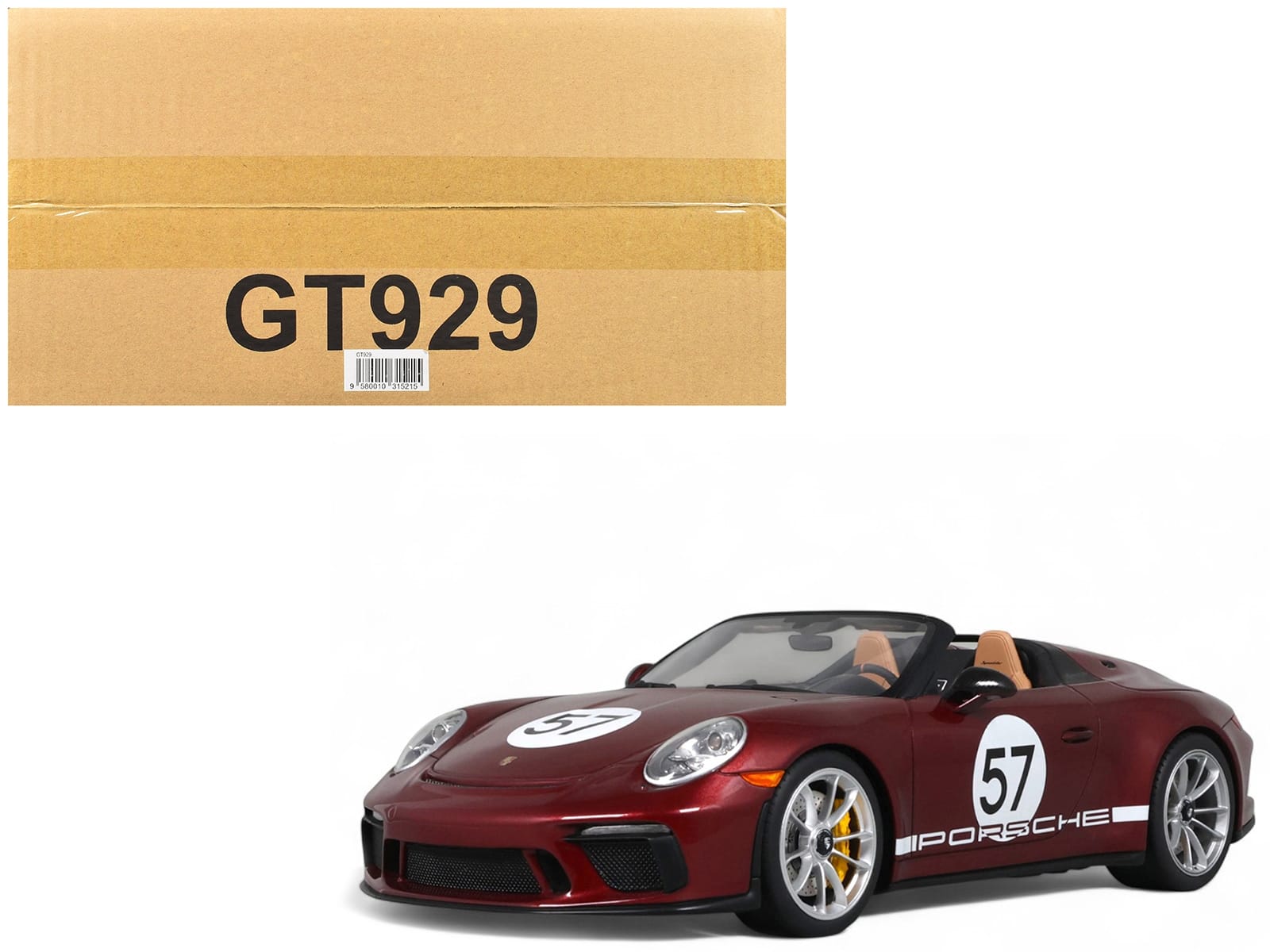 2019 Porsche 911 (991.2) Speedster #57 "Heritage Edition" Cherry Red Metallic 1/18 Model Car by GT Spirit