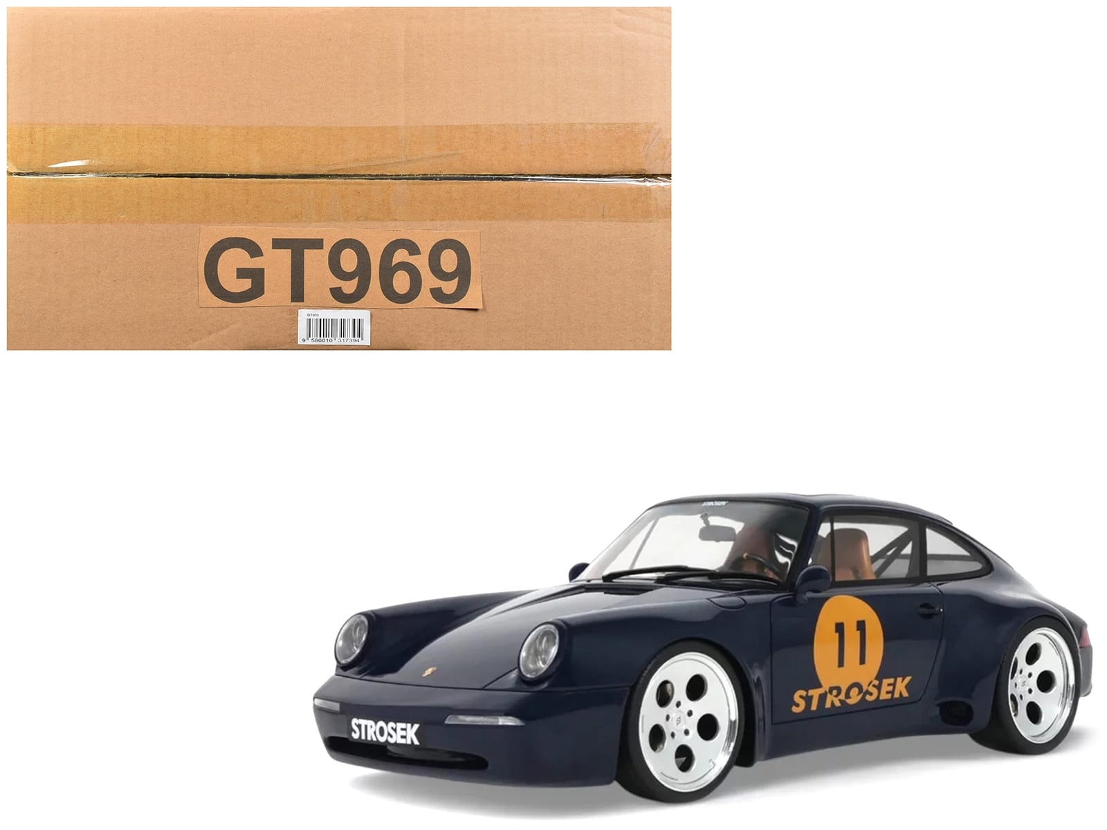 2024 Porsche 911 Strosek Mega 30 #11 Blue 1/18 Model Car by GT Spirit