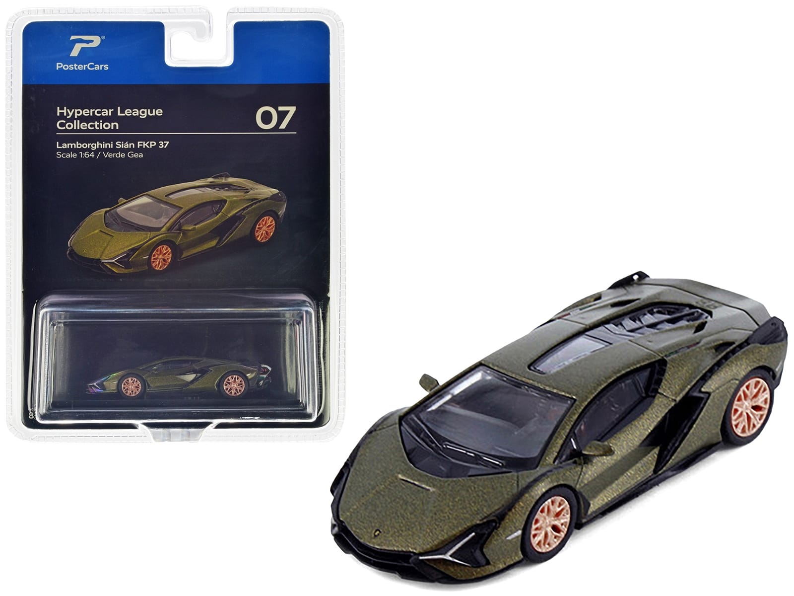Lamborghini Sian FKP 37 Verde Gea Green Metallic "Hypercar League Collection" 1/64 Diecast Model Car by PosterCars - Image 2
