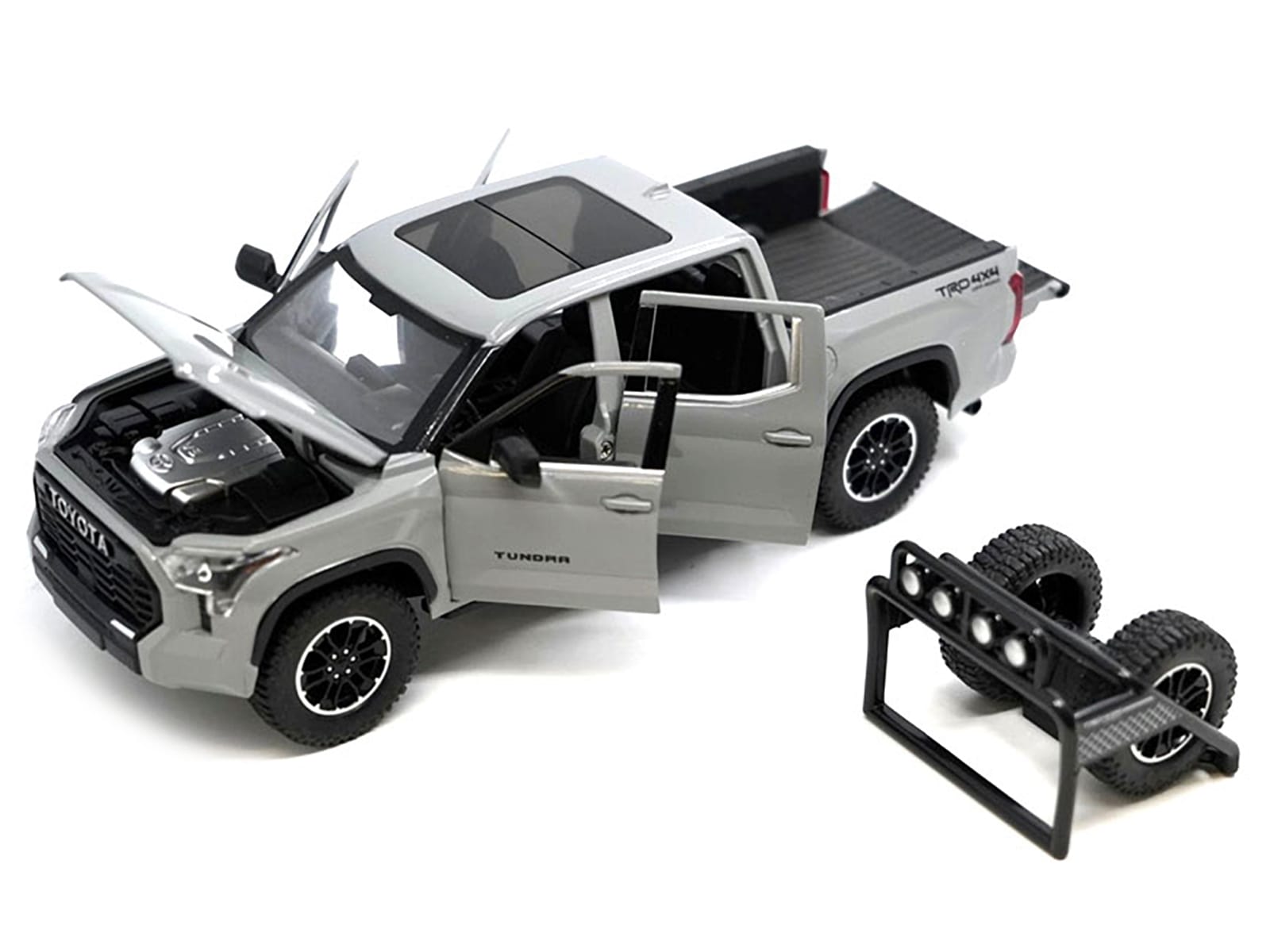 2023 Toyota Tundra TRD 4x4 Pickup Truck Cement Gray with Sunroof and Wheel Rack 1/24 Diecast Model Car - Image 2