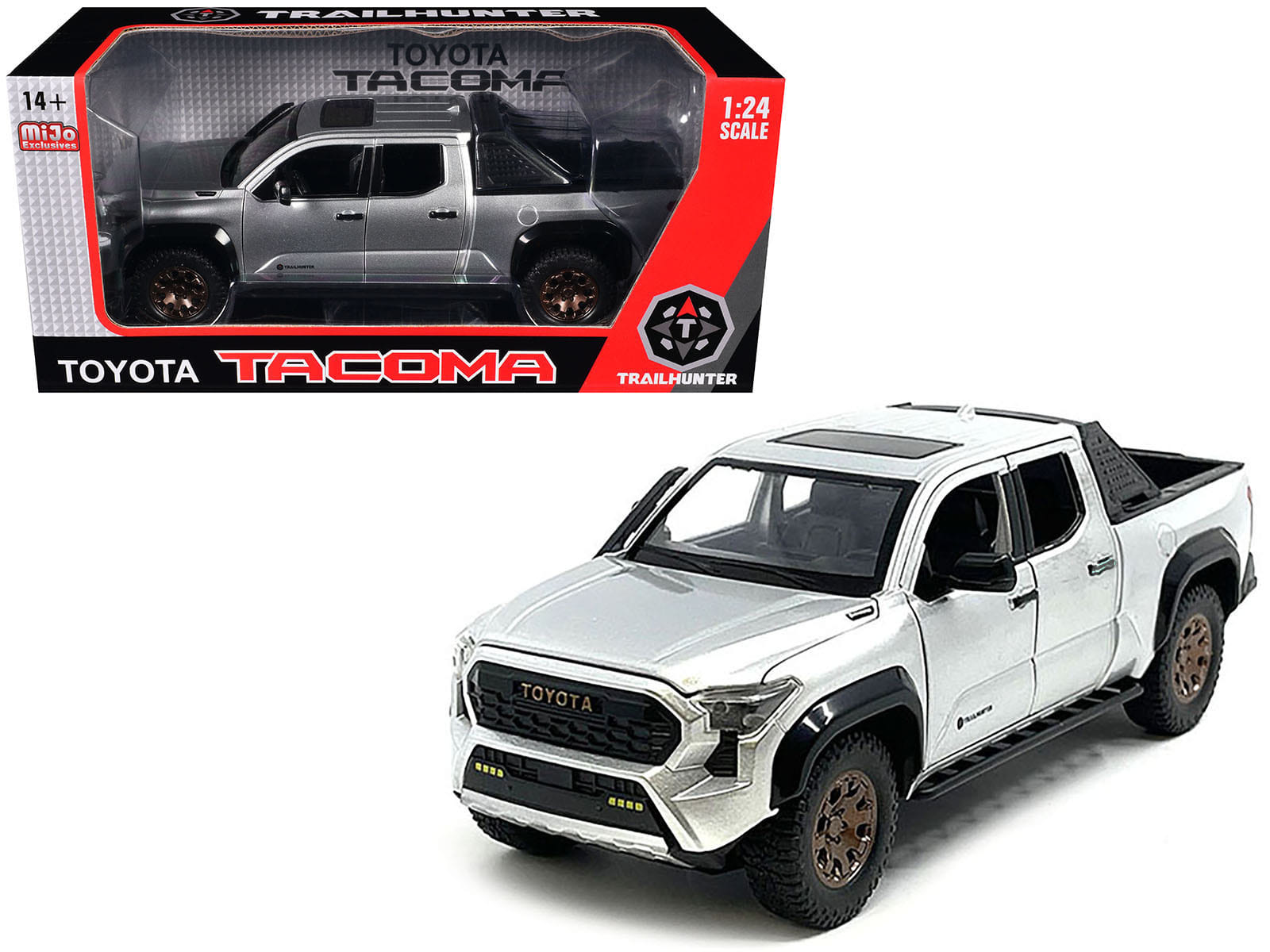 2024 Toyota Tacoma Trailhunter Edition Pickup Truck Silver Metallic 1/24 Diecast Model Car - Image 2