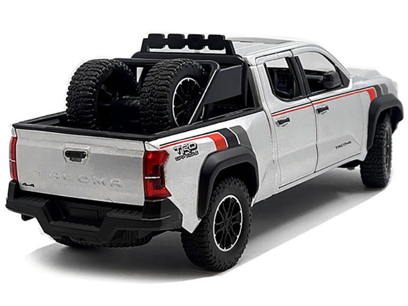 2024 Toyota Tacoma TRD Off Road Edition Pickup Truck Silver Metallic with TRD Stripes with Sunroof and Wheel Rack Limited Edition to 2400 pieces Worldwide 1/24 Diecast Model Car - Image 2