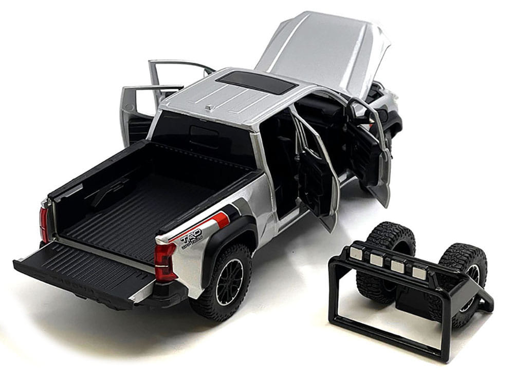 2024 Toyota Tacoma TRD Off Road Edition Pickup Truck Silver Metallic with TRD Stripes with Sunroof and Wheel Rack Limited Edition to 2400 pieces Worldwide 1/24 Diecast Model Car - Image 3