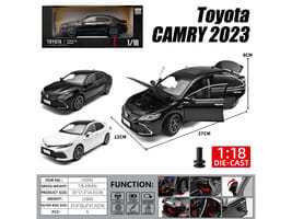 2023 Toyota Camry Hybrid White Metallic with Black Top 1/18 Diecast Model Car by Heimanba - Image 2