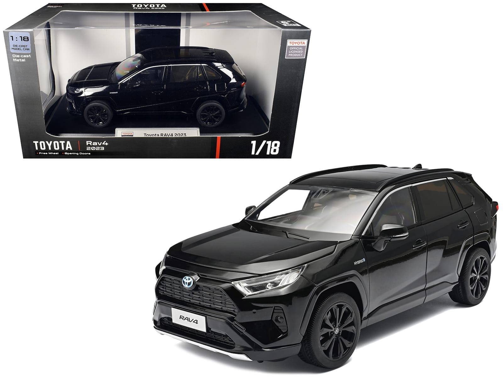 2023 Toyota Rav4 Hybrid Black 1/18 Diecast Model Car by Heimanba