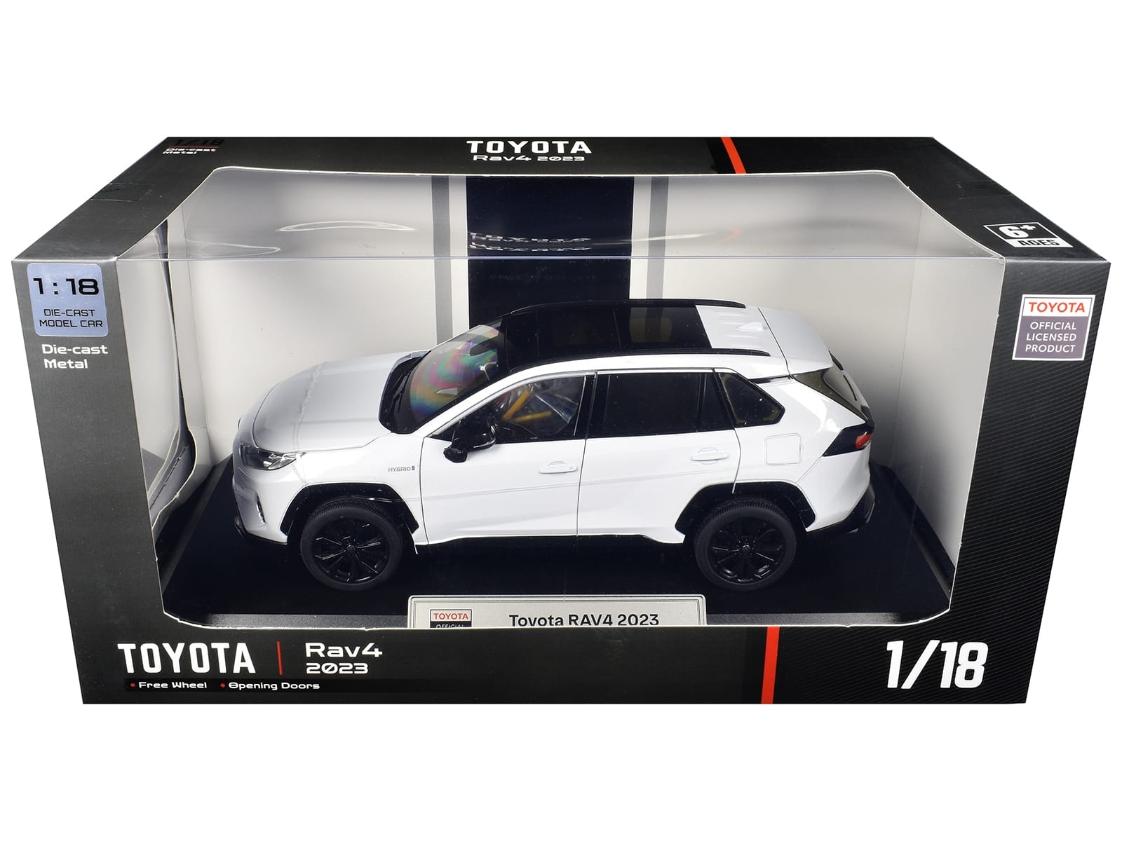 2023 Toyota Rav4 Hybrid White Metallic with Black Top 1/18 Diecast Model Car by Heimanba - Image 3