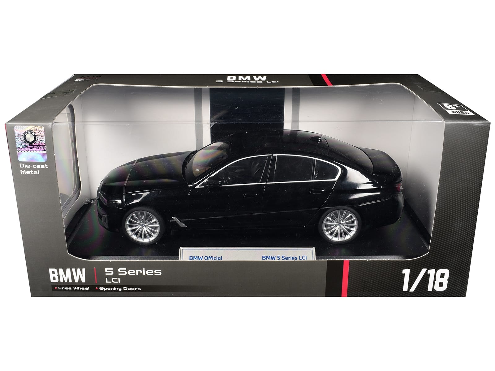 BMW 5 Series LCI Black Metallic with Moonroof 1/18 Diecast Model Car by Heimanba