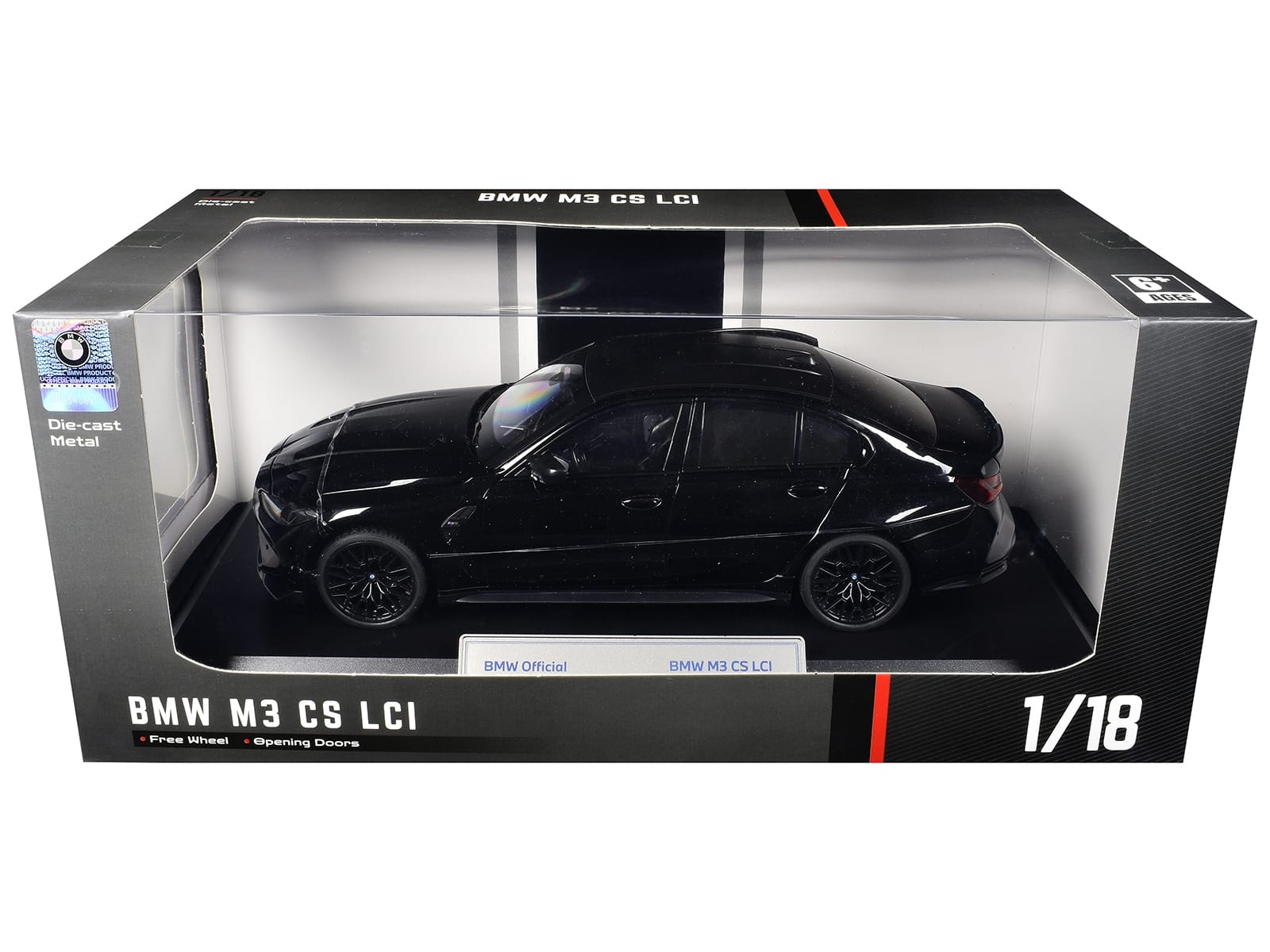 BMW M3 CS LCI Black Metallic with Matt Black Top 1/18 Diecast Model Car by Heimanba - Image 3