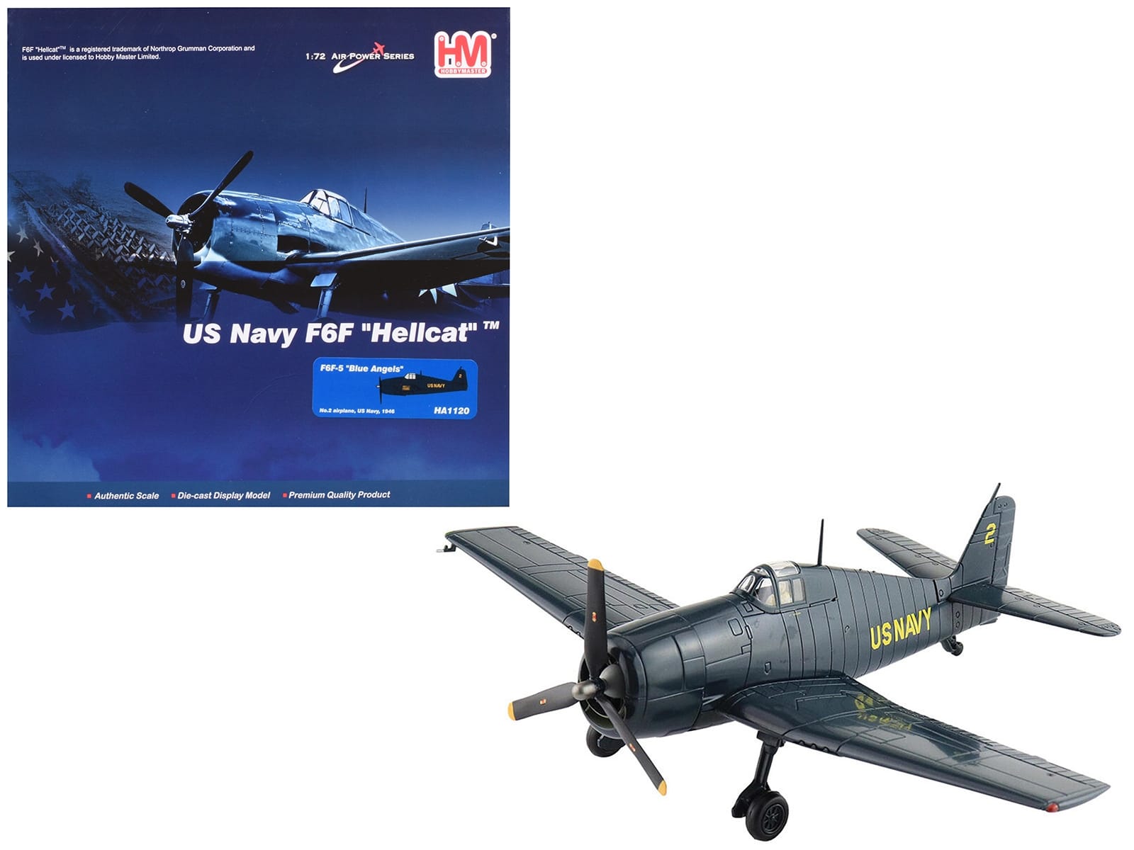 Grumman F6F-5 Hellcat Fighter Aircraft "Blue Angels #2" (1946) United States Navy "Air Power Series" 1/72 Diecast Model by Hobby Master - Image 4