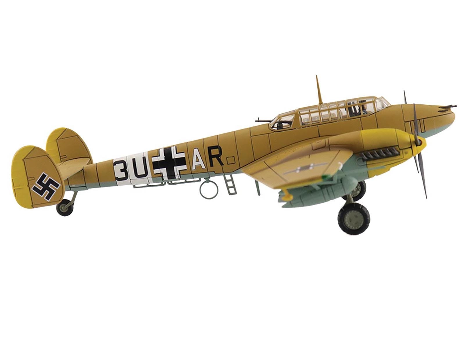Messerschmitt BF 110E-2 Trop Fighter Aircraft "3U+AR 7./ZG26 Italy" (1941) German Luftwaffe "Air Power Series" 1/72 Diecast Model by Hobby Master - Image 2